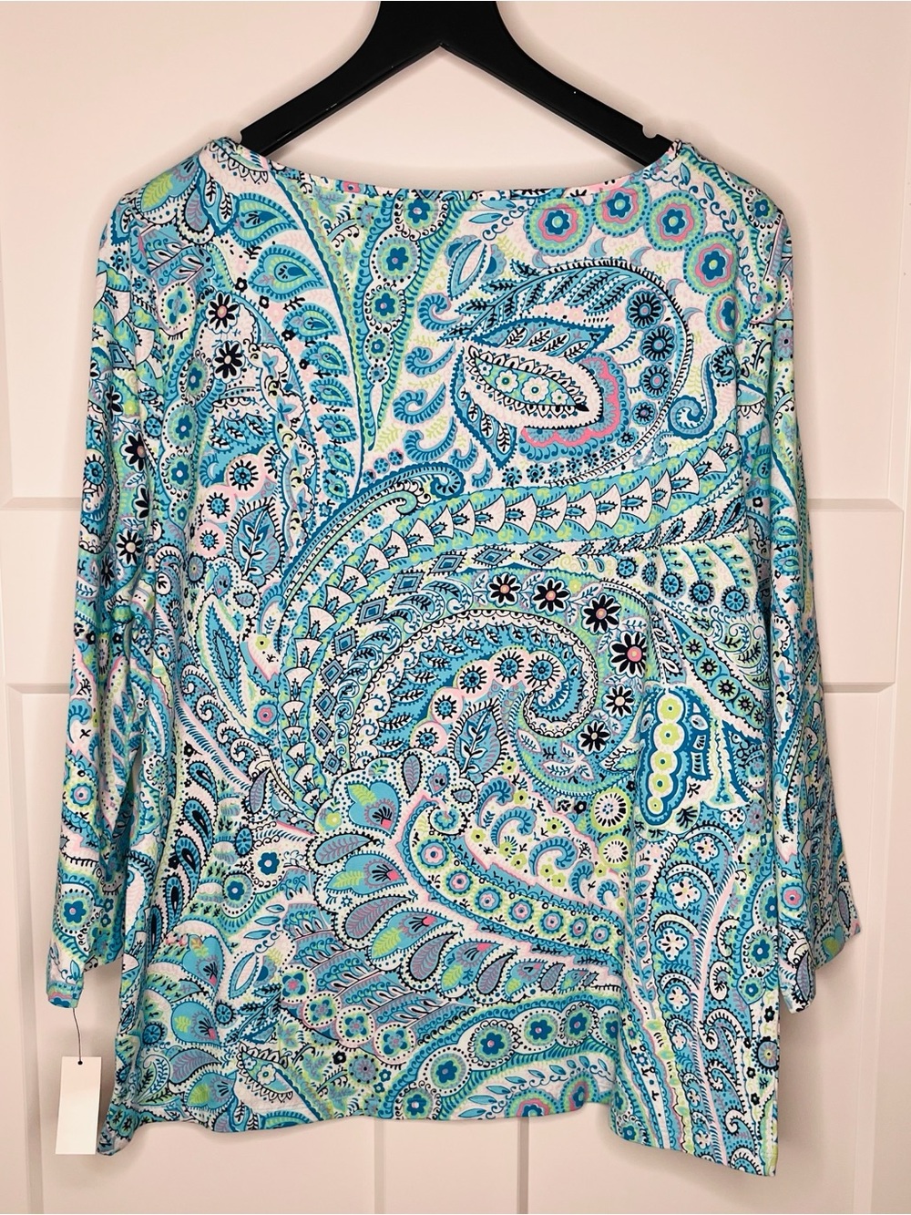 Talbots the Talbots Tee Bateau Blue Paisley Stretch Top NWT Size XL